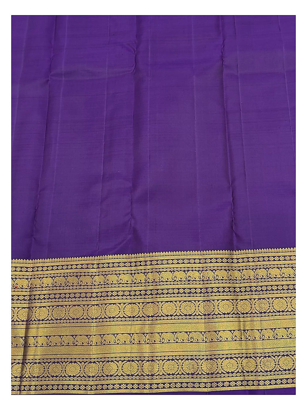 Handwoven Kanchipuram Silk Saree in Purple with Rich Gold Border