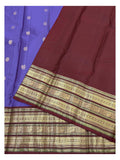Handwoven Kanchipuram Silk Saree in Violet with Maroon Elephant Border