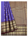 Handwoven Kanchipuram Silk Saree in Violet with Maroon Elephant Border
