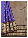 Handwoven Kanchipuram Silk Saree in Violet with Maroon Elephant Border