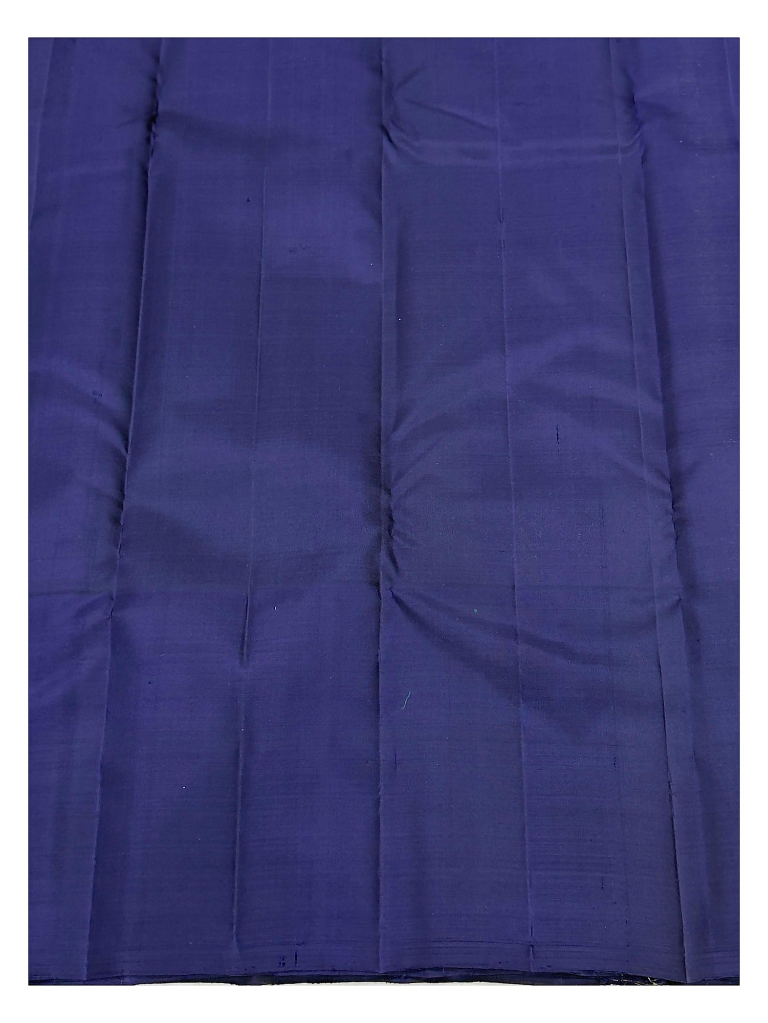 Handwoven Kanchipuram Silk Saree - Indigo Blue with Magenta-Gold Brocade Pallu and Zari Motifs