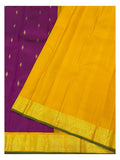Handwoven Kanchipuram Silk Saree - Magenta with Contrast Mustard Pallu and Gold-Toned Border front view