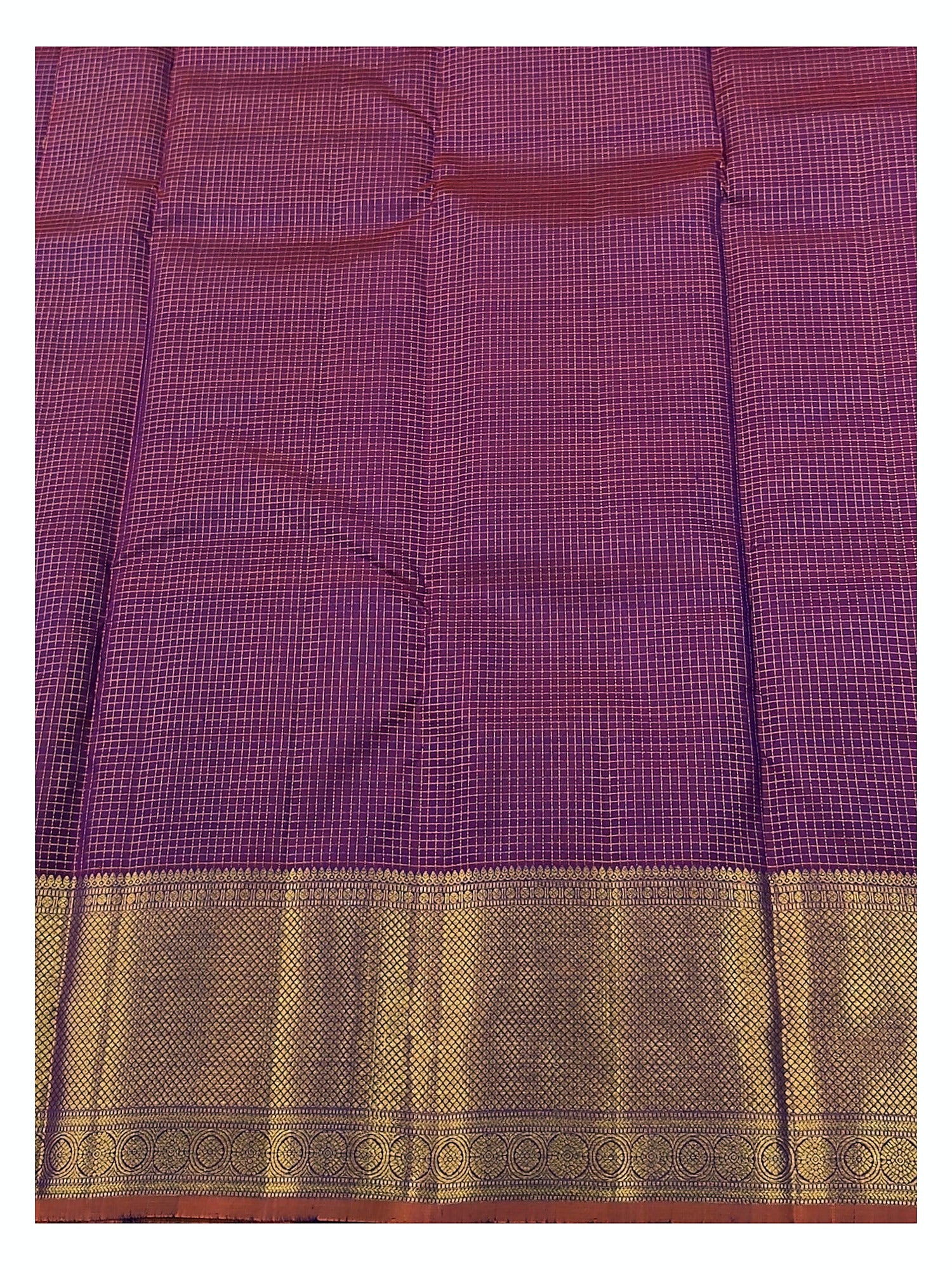 Handwoven Kanchipuram Silk Saree - Magenta with Gold-Toned Border