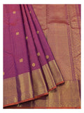 Handwoven Kanchipuram Silk Saree - Magenta with Gold-Toned Border