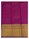 Handwoven Kanchipuram Silk Saree - Magenta with Gold Zari Checks and Peacock Border