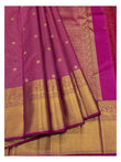 Handwoven Kanchipuram Silk Saree - Magenta with Gold Zari Checks and Peacock Border