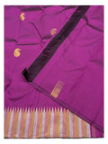 Handwoven Kanchipuram Silk Saree - Magenta with Multitone Temple Zari Border
