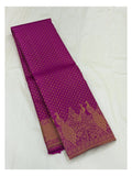 Handwoven Kanchipuram Silk Saree - Magenta with Peacock Border