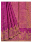 Handwoven Kanchipuram Silk Saree - Magenta with Peacock Border