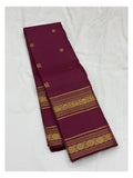 Handwoven Kanchipuram Silk Saree - Maroon with Gold-Toned Woven Border