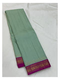 Handwoven Kanchipuram Silk Saree - Mint Green with Magenta Contrast Border