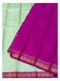 Handwoven Kanchipuram Silk Saree - Mint Green with Magenta Contrast Border