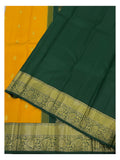 Handwoven Kanchipuram Silk Saree - Mustard with Green Zari Border