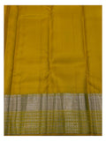 Handwoven Kanchipuram Silk Saree - Mustard Yellow with Gold-Toned Leaf Weave and Broad Woven Pallu