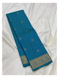Handwoven Kanchipuram Silk Saree - Peacock Blue with Elephant Zari Border