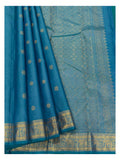Handwoven Kanchipuram Silk Saree - Peacock Blue with Elephant Zari Border