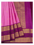 Handwoven Kanchipuram Silk Saree - Pink with Contrast Magenta Border
