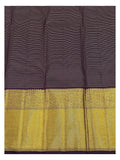 Handwoven Kanchipuram Silk Saree - Plum, Teal and Maroon with Broad Gold Border