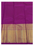 Handwoven Kanchipuram Silk Saree - Purple Stripe Body with Magenta and Gold-Toned Peacock Border