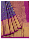 Handwoven Kanchipuram Silk Saree - Purple Stripe Body with Magenta and Gold-Toned Peacock Border