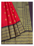 Handwoven Kanchipuram Silk Saree - Red with Black Contrast Border