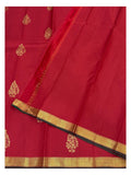 Handwoven Kanchipuram Silk Saree - Red with Gold Floral Buttas and Brocade Pallu