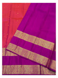 Handwoven Kanchipuram Silk Saree - Red with Magenta Contrast Border