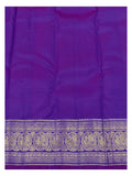 Handwoven Kanchipuram Silk Saree - Royal Blue Checks with Violet Peacock Border