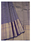 Handwoven Kanchipuram Silk Saree - Royal Blue with Gold Floral Vine Weave and Broad Zari Pallu