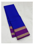 Handwoven Kanchipuram Silk Saree - Royal Blue with Magenta Border and Gold Zari Pallu