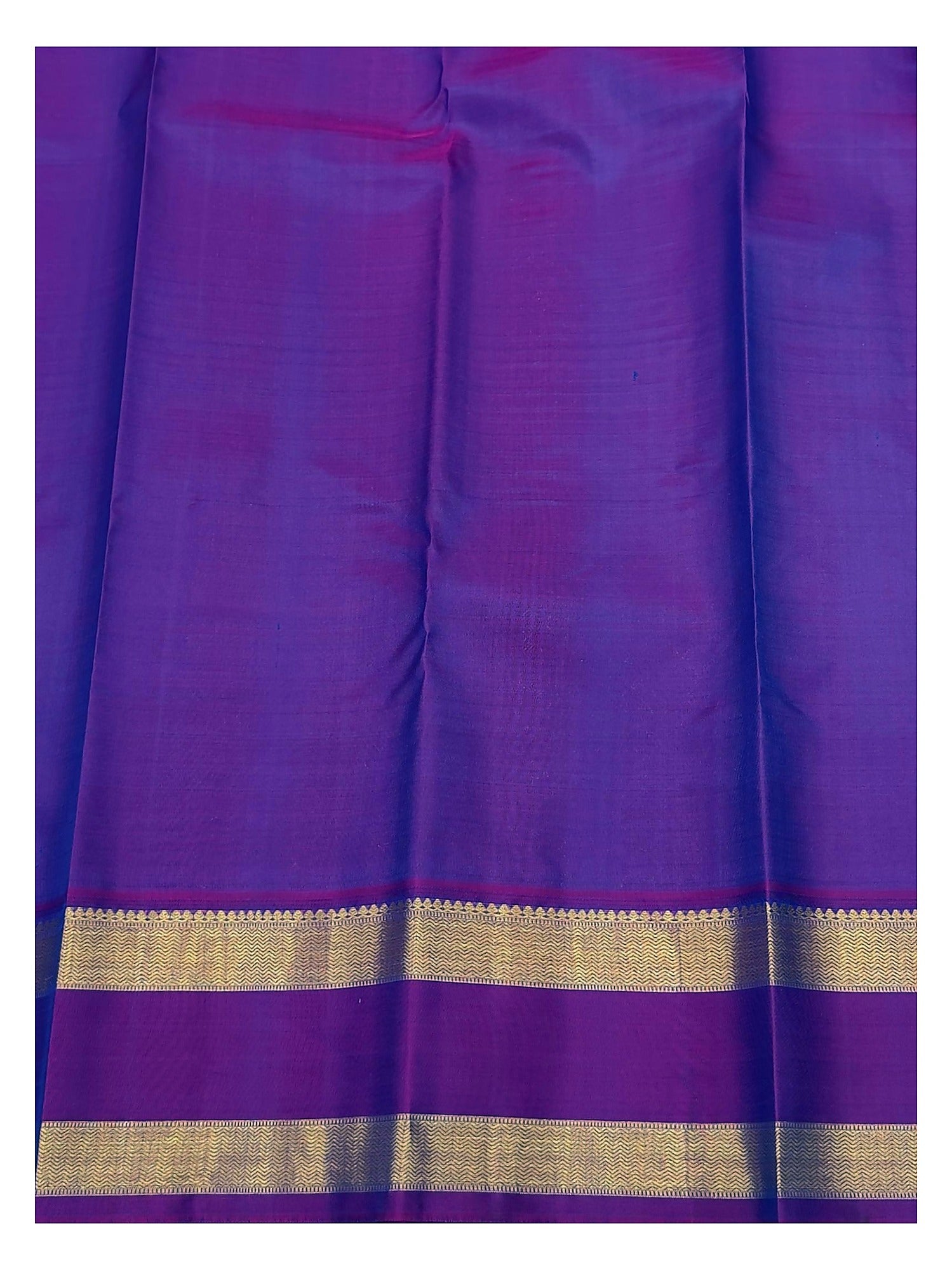 Handwoven Kanchipuram Silk Saree - Royal Blue with Magenta Border and Gold Zari Pallu