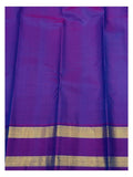 Handwoven Kanchipuram Silk Saree - Royal Blue with Magenta Border and Gold Zari Pallu