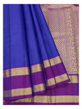 Handwoven Kanchipuram Silk Saree - Royal Blue with Magenta Border and Gold Zari Pallu