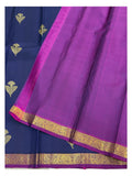 Handwoven Kanchipuram Silk Saree - Royal Blue with Magenta Pallu and Gold Border