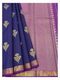 Handwoven Kanchipuram Silk Saree - Royal Blue with Magenta Pallu and Gold Border