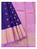 Handwoven Kanchipuram Silk Saree - Royal Purple with Lilac Border & Pallu