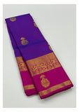 Handwoven Kanchipuram Silk Saree - Royal Purple with Magenta Contrast Pallu