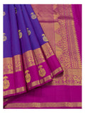 Handwoven Kanchipuram Silk Saree - Royal Purple with Magenta Contrast Pallu