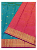 Handwoven Kanchipuram Silk Saree - Teal with Magenta and Gold Border