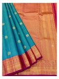 Handwoven Kanchipuram Silk Saree - Teal with Magenta and Gold Border