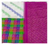 Handwoven Kanchipuram Silk Saree - White with Multicolour Checks and Bharatanatyam Motifs