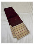 Handwoven Kanchipuram Silk Saree - Wine with Gold Woven Border and Self Pallu