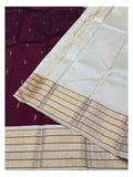 Handwoven Kanchipuram Silk Saree - Wine with Gold Woven Border and Self Pallu