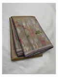 Handwoven Kanchipuram Silk Saree with Deer and Bird Motifs front view