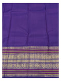 Handwoven Kanchipuram Silk Saree - Yellow with Purple Zari Border