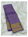 Lavender Purple Handwoven Pure Silk Saree with Gold-Toned Border