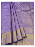Lavender Purple Handwoven Pure Silk Saree with Gold-Toned Border