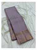 Light Lavender Handwoven Kanchipuram Silk Saree with Gold Floral Vine Weave and Broad Zari Border