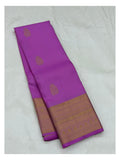 Magenta Handwoven Kanchipuram Silk Saree with Gold-Toned Border