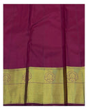 Magenta Handwoven Pure Silk Saree with Gold Floral Weave and Broad Border